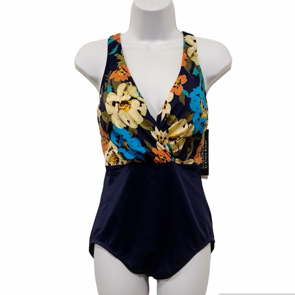 Dreamsuit by Miracle Brands Ink Size 10 Slimming Control One Piece Swimsuit